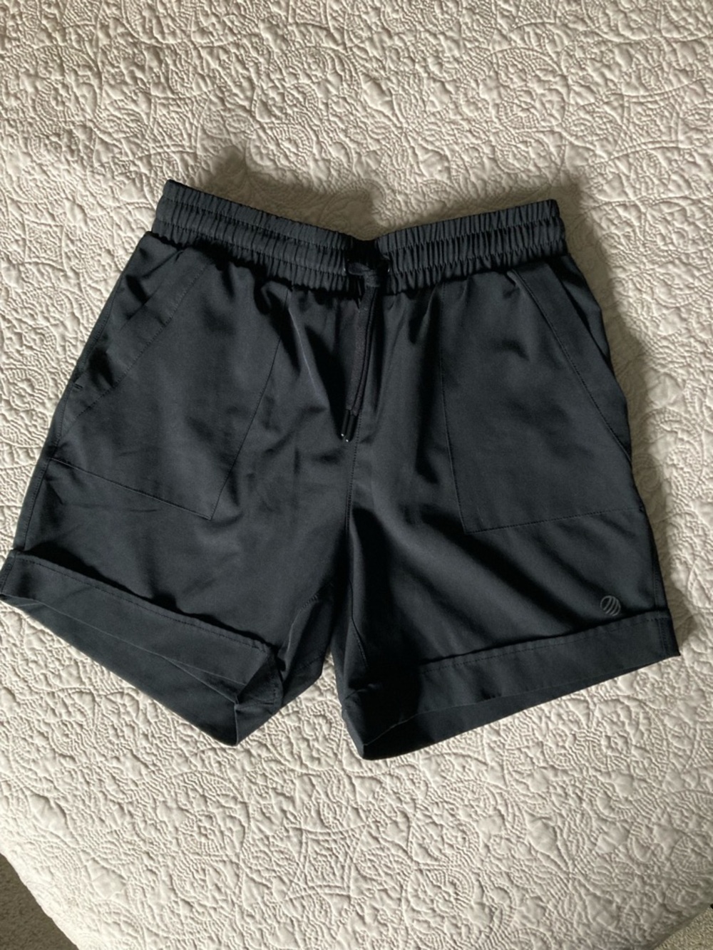 Womens Black Performance Drawstring Shorts